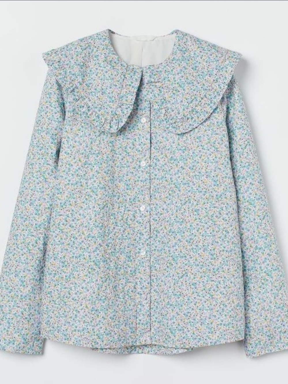 H&M Pastel Floral Ruffle-Collar Puffer Jacket - Picture 2 of 13